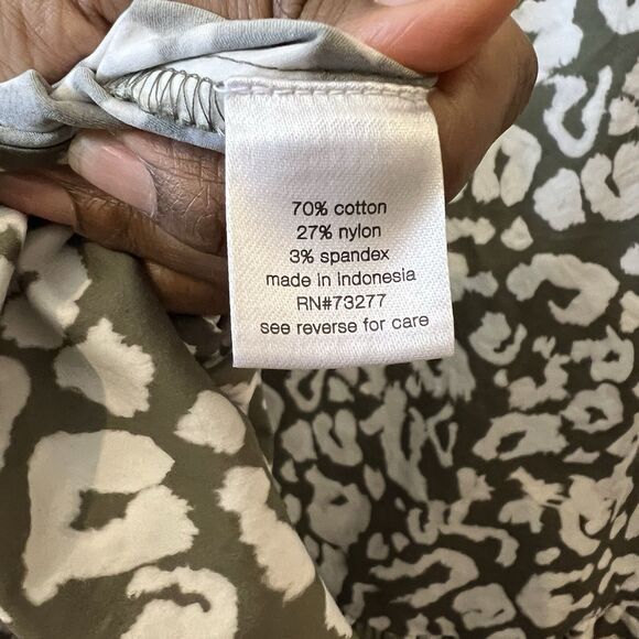 Elizabeth and James Olive Leopard Poplin Dress XL - Picture 11 of 15